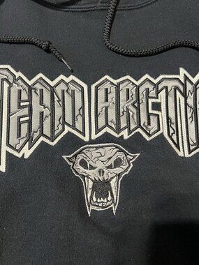 Vintage Arctic Cat Arcticwear Gothic Cat Medium Hoodie Snowmobile Racing Black